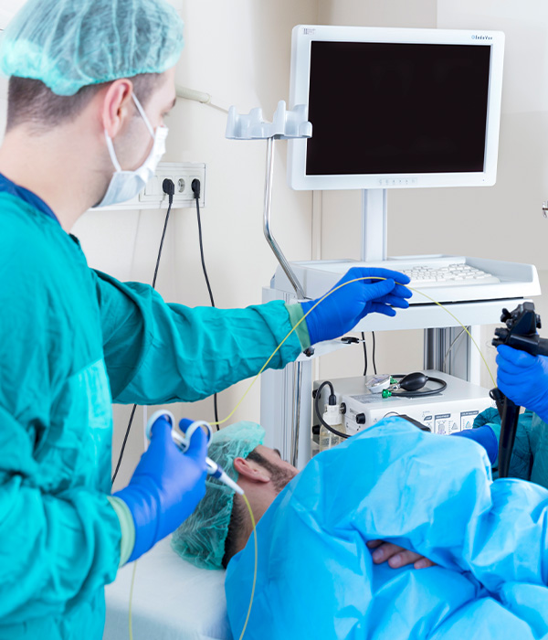 Patient getting fiber-optic gastroscopy